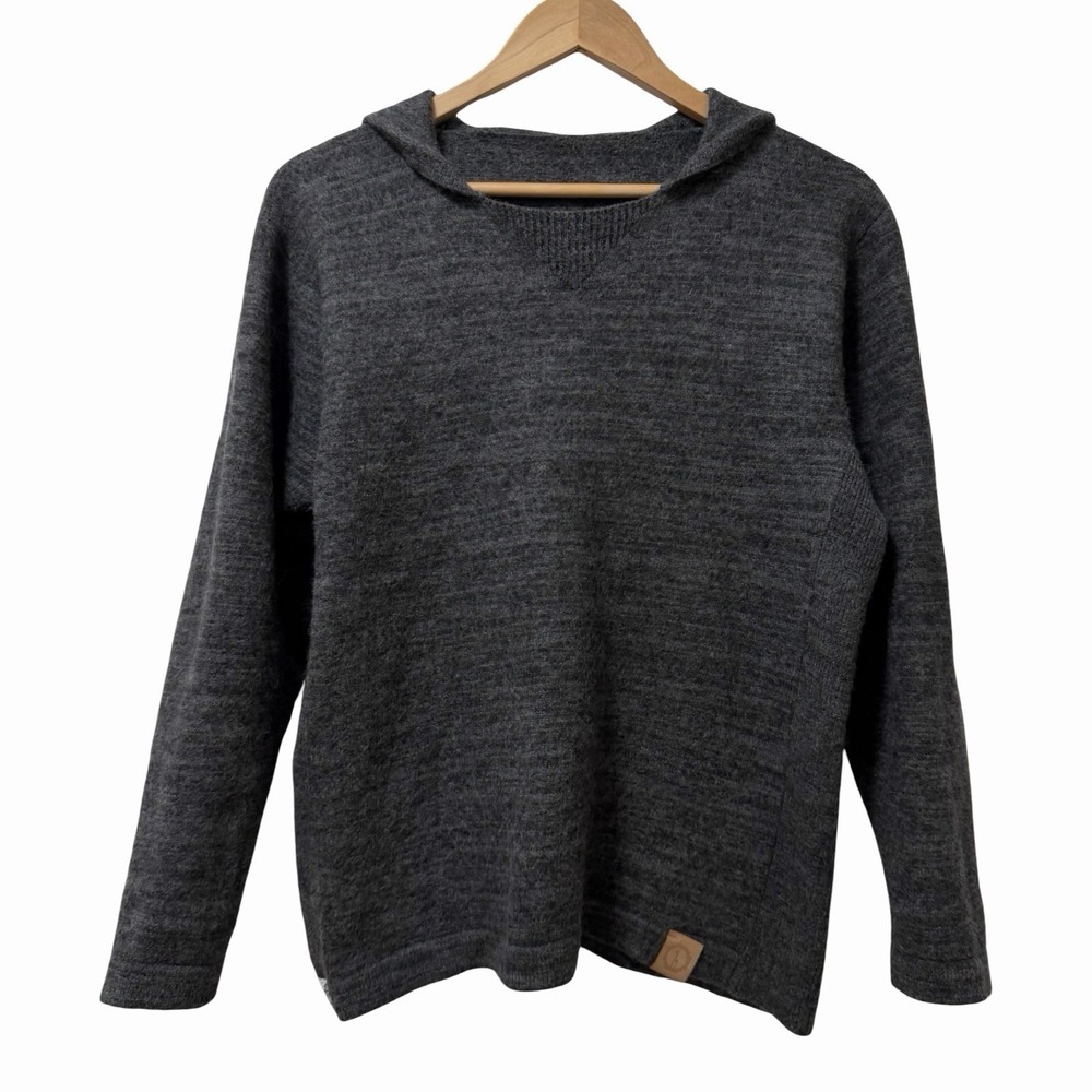 PAKA Womens Alpaca Blend Hooded Pullover Sweater Size M Charcoal Cozy Hiking